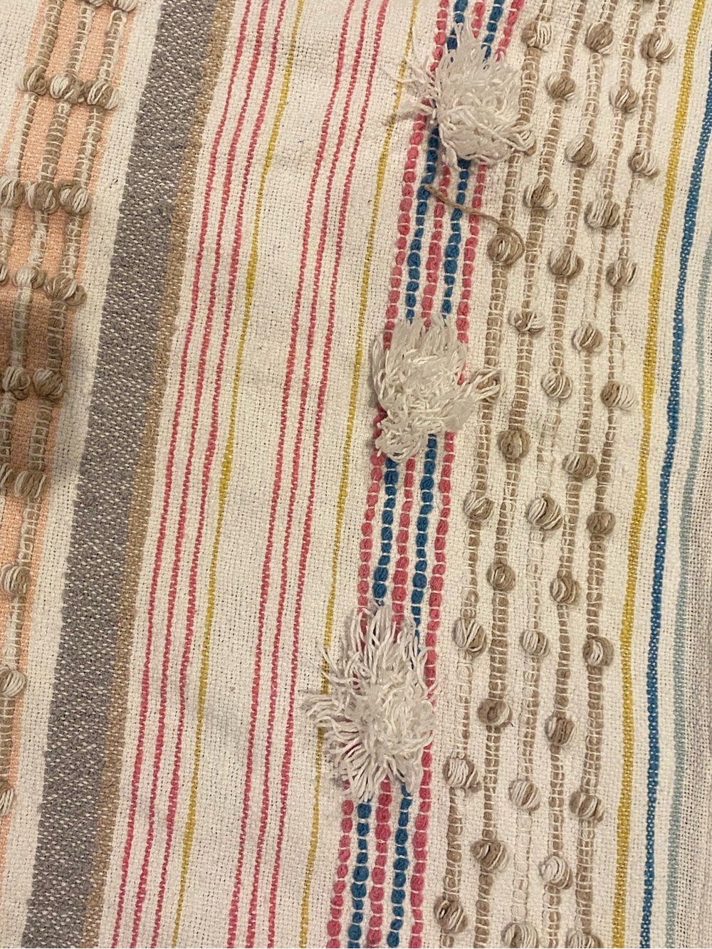 Handwoven Stripe Textured Throw with Pom Detail - Multicolor